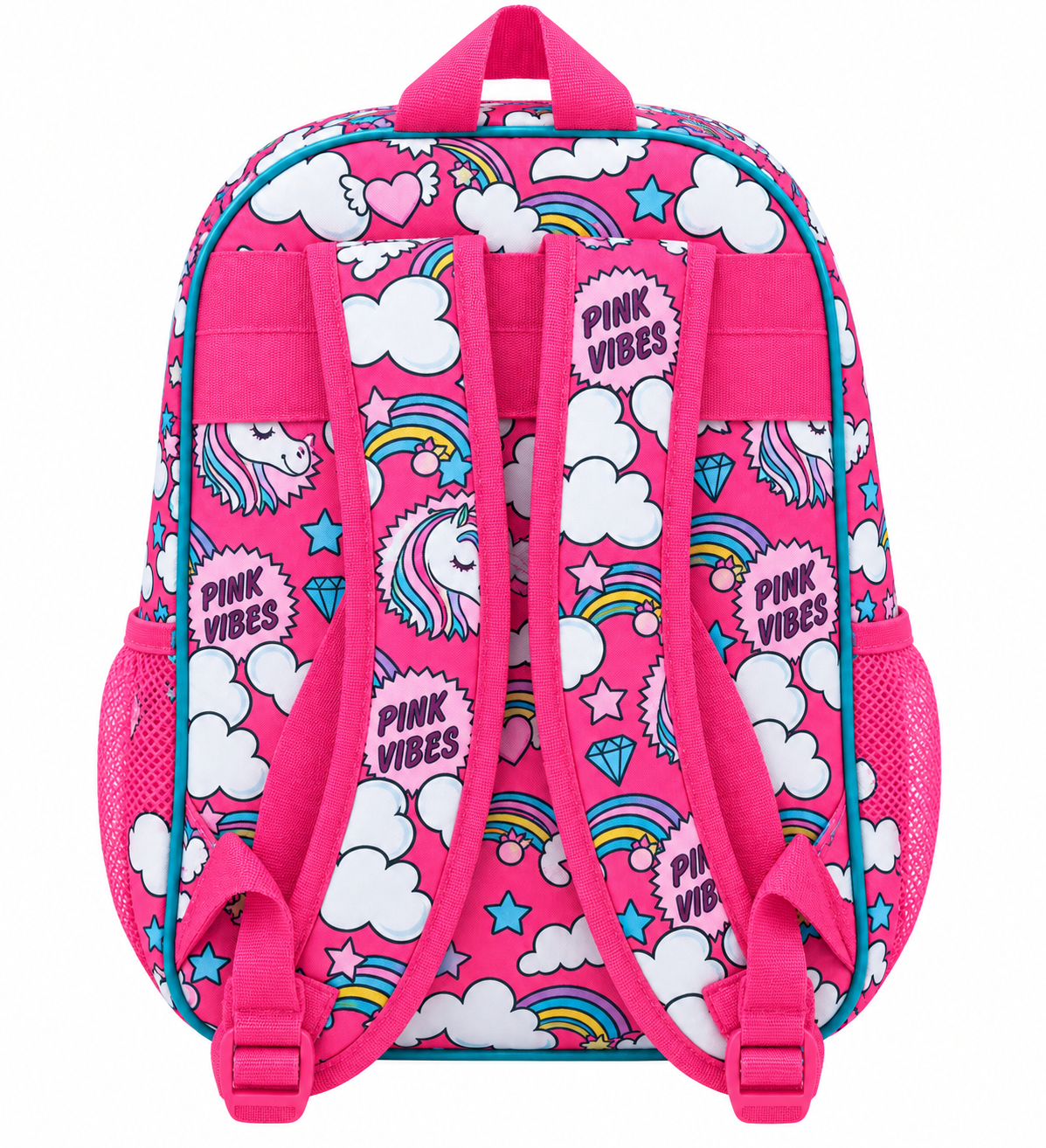 Mochila Minnie Pink Vibes vista trasera adaptable a carro