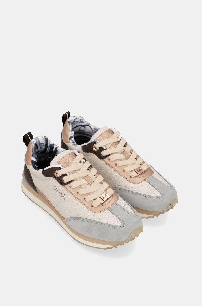 Deportivos Anekke azul beige con detalles marrones