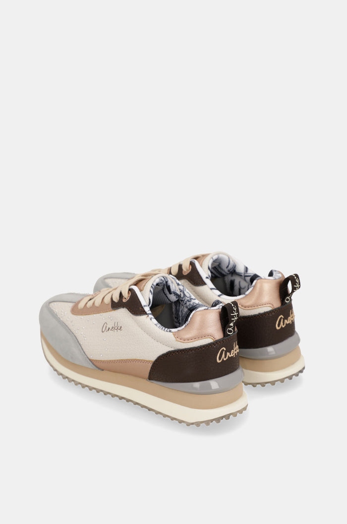 Deportivos Anekke azul beige vista lateral