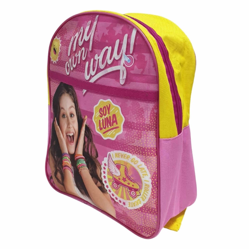 Mochila infantil Soy Luna rosa y amarilla de 30 cm LATERAL