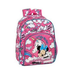 Mochila infantil Minnie Pink Vibes rosa con arcoíris y estrellas