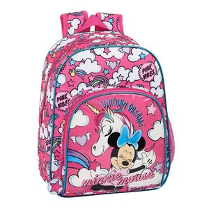 Mochila infantil Minnie Pink Vibes rosa con arcoíris y estrellas