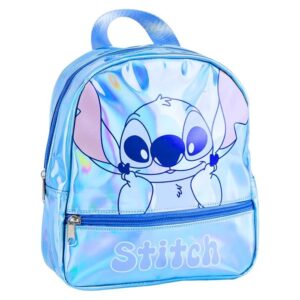 Mochila de guardería Stitch holográfica azul