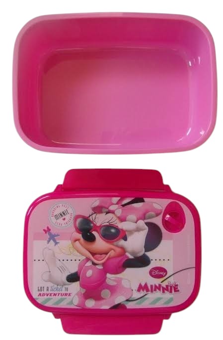 Sandwichera Minnie abierta con recipiente interior rosa